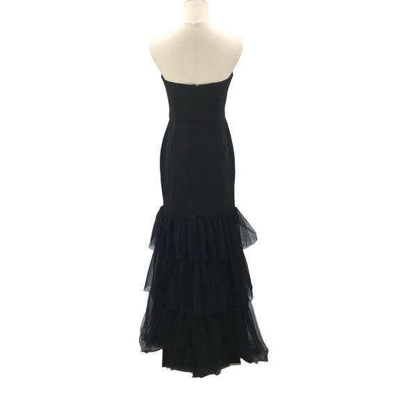 LULU'S SZ S Dramatic Fanatic Black Strapless Tulle Trumpet Maxi Dress NEW B26 - Picture 3 of 6